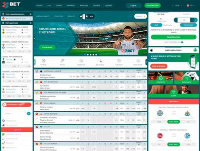 Screenshot of the 22bet main page