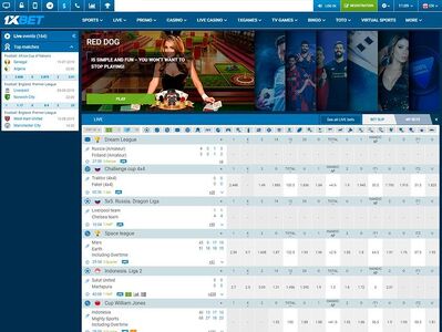 Screenshot of the 1xbet main page