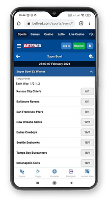 Betfred super bowl odds page