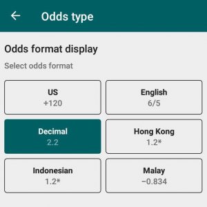 22bet odds format - Android - Step 2
