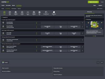 Comeon live betting page