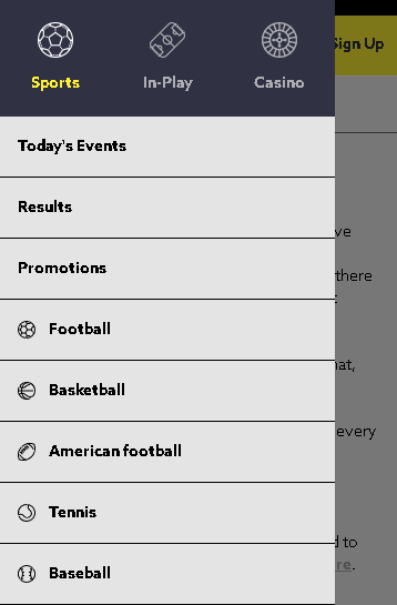FunBet Screenshot of Sports Menu