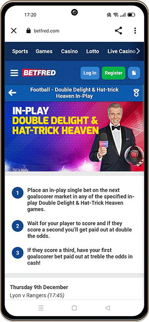Betfred Double delight & Hat-trick in-play