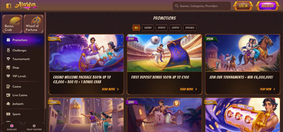 Screenshot of the Alawin promo page