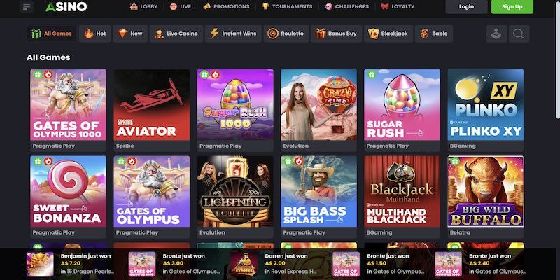 Screenshot of the Asino casino all games