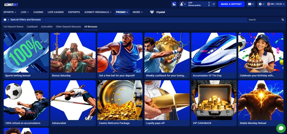 Screenshot of the Azimutbet promo page