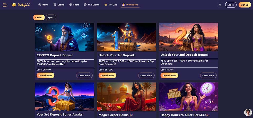 Screenshot of the BetGCC promo page