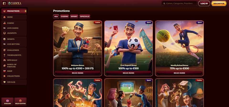 Screenshot of the Casoola promo page