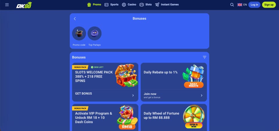 Screenshot of the DashKing88 promo page