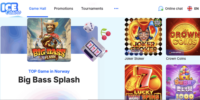 Screenshot of Ice casino page