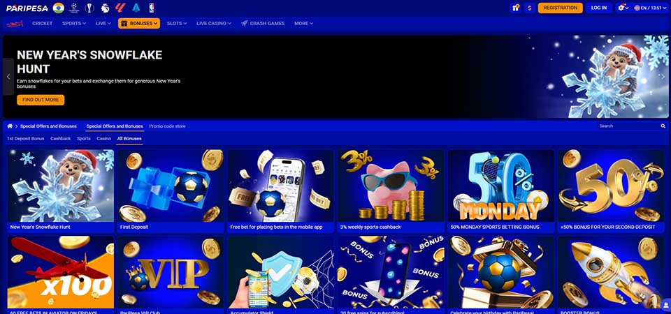 Screenshot of the PariPesa promo page