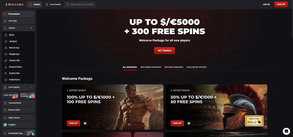 Screenshot of the Rollero promo page