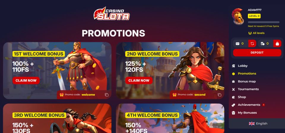 slota promo page screenshot