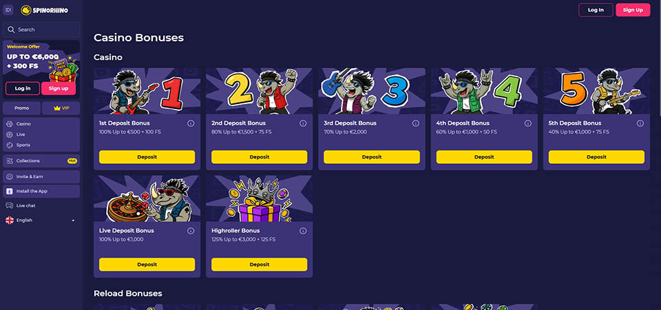 Screenshot of the SpinoRhino promo page