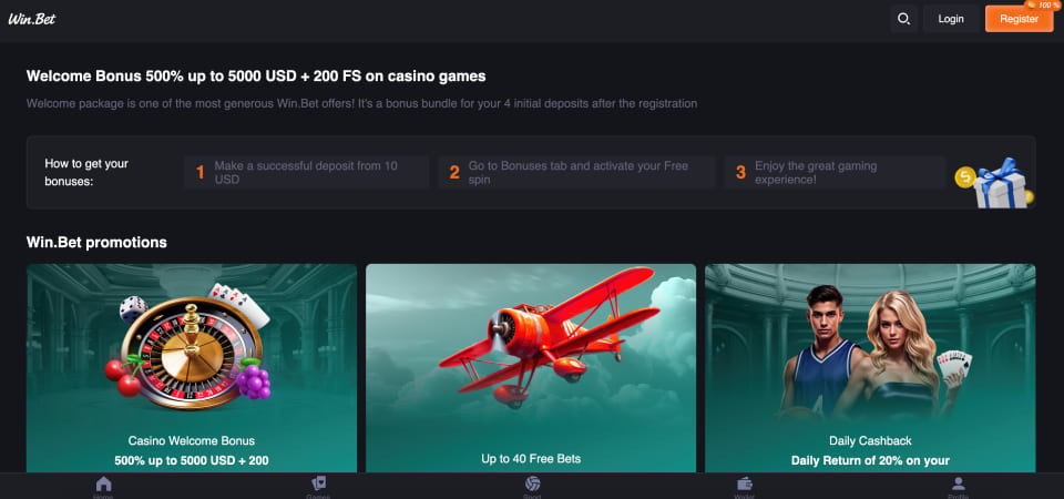 Screenshot of the Win.Bet promo page