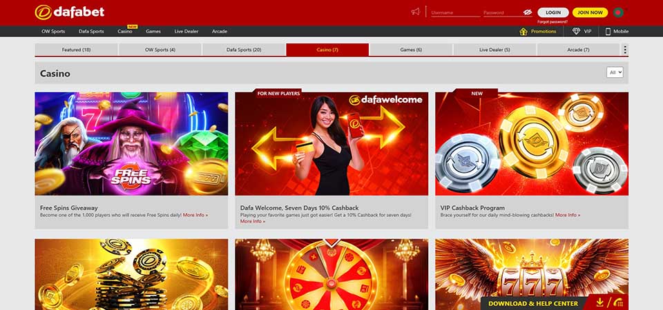 Screenshot of the Dafabet promo page