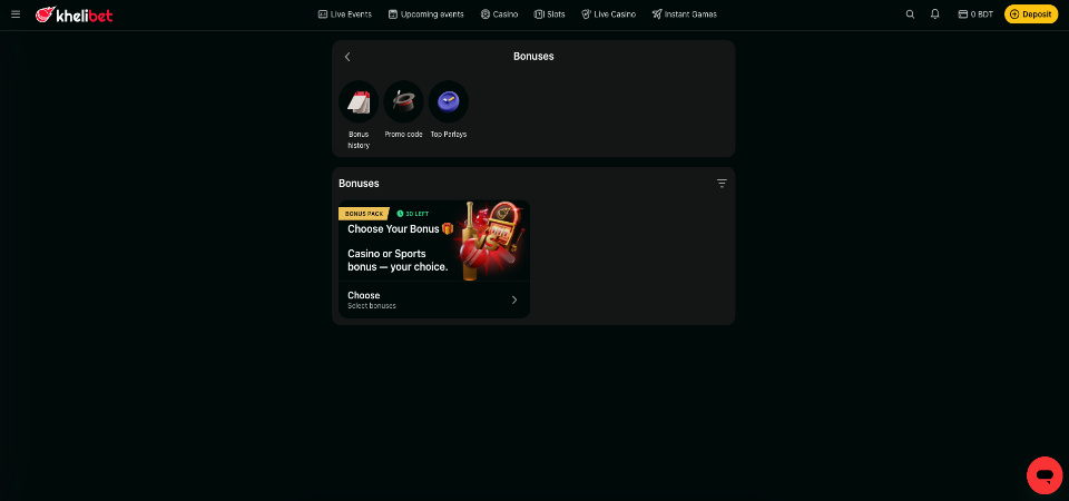 Bonuses and promotions at Kheli.bet