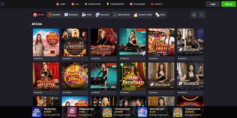 The screenshot of Asino casino page