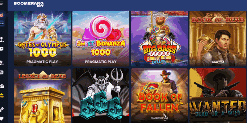 Screenshot of Boomerang-bet casino page