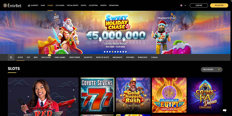 Screenshot of the EmirBet casino page