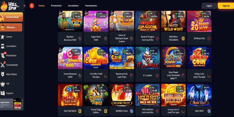 Hellspin casino page
