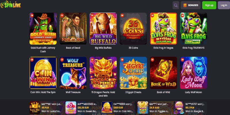 Spinline casino page