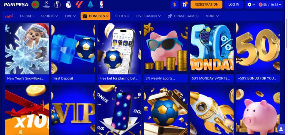 Screenshot of the Paripesa promo page