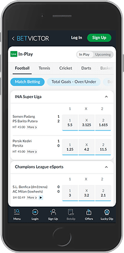 Mobile screenshot of the betvictor sport page