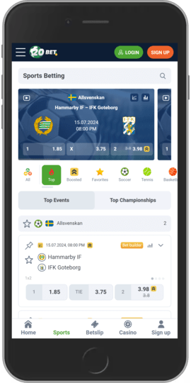 20bet app sports