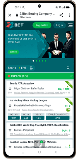22bet app sports