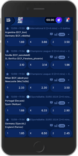 Mobile screenshot of the Boomerang Bet sport page