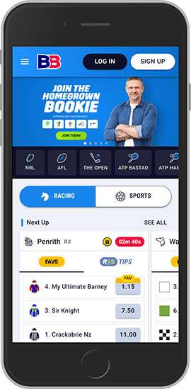 Mobile screenshot of the Bluebet sport page