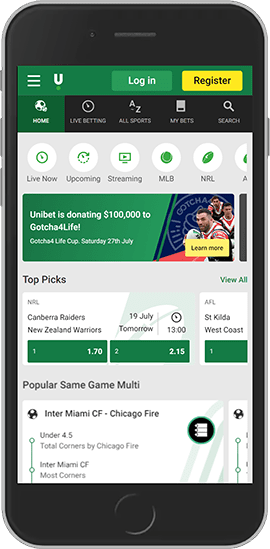 Mobile screenshot of the unibet sport page