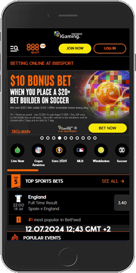 Mobile screenshot of the 888sport sport page