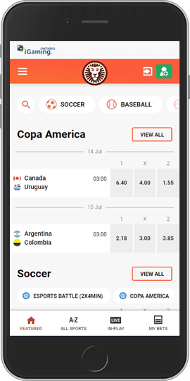 Mobile screenshot of the leovegas sport page