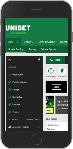 football bookmaker unibet - homepage