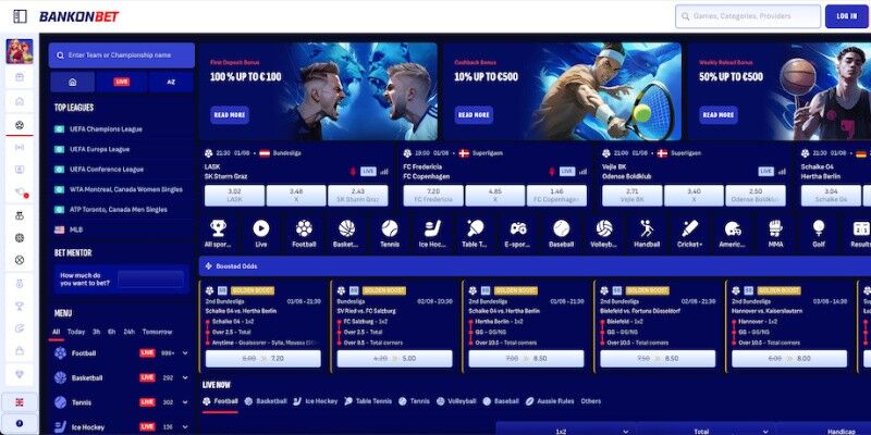The screenshot of Bankonbet sports page