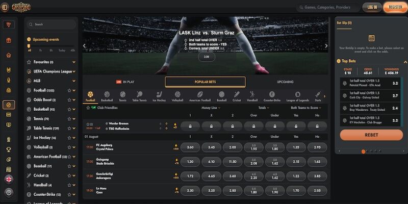 The screenshot of Gransino sports page