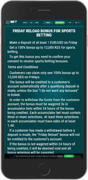 A 100% Friday Reload Bonus of up to 15,500 KES