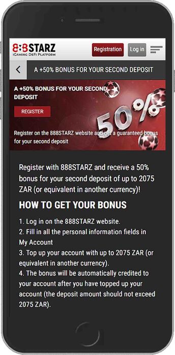 50% for the Second Deposit up to 2,018 ZAR