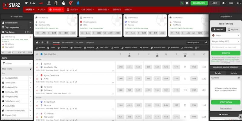 Screenshot of Megapari sports page