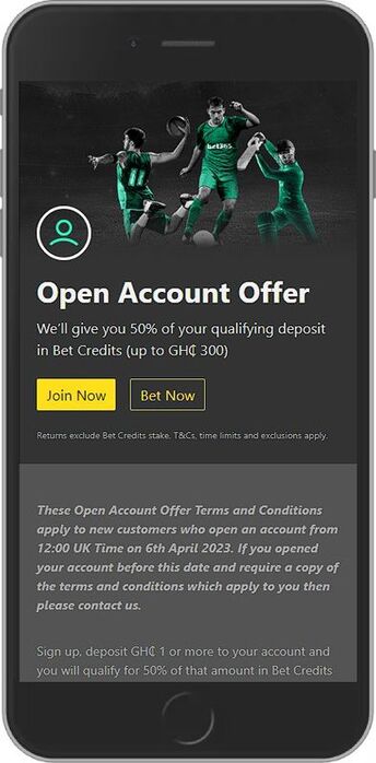 Open Account Offer from Bet365 up to 300 GHS