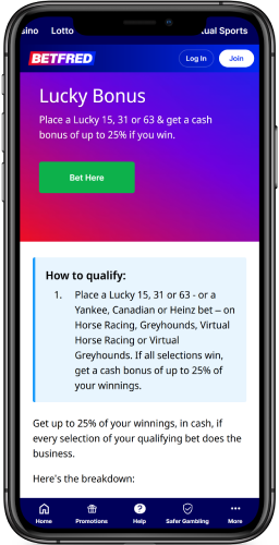 Screenshot of lucky bonus promotion