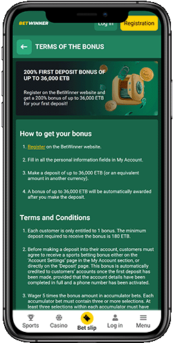 200% Welcome bonus up to 36,000 ETB
