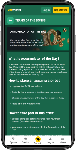 The mobile screenshot of Accumulator of the Day