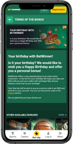 Mobile screenshot of Birthday with BetWinner