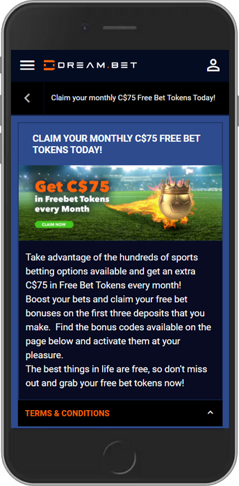 A Free Bet Bonus of up to C$75