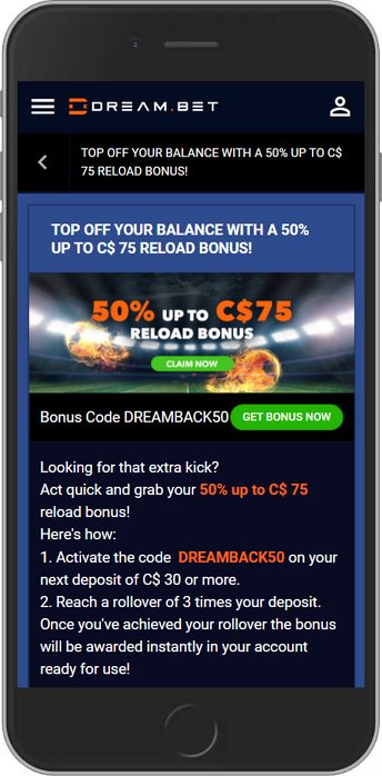 A 50% Reload Bonus of up to C$75