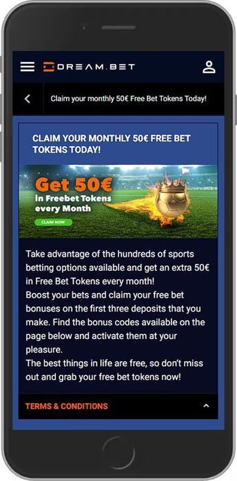 Montly 50 EUR Free Bet Bonus