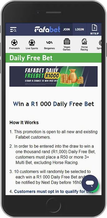 Daily Free Bet Up To R 1,000